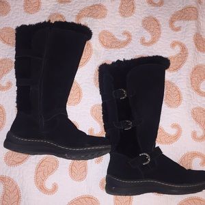 Bare Traps women’s leather boots black fur 9